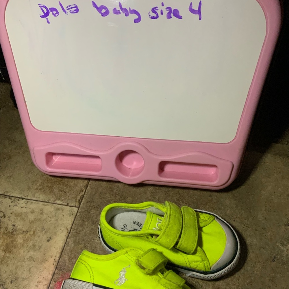 Like new Authentictic Toddler Polo Ralph Lauren Neon yellow sneaker gorgeous 4